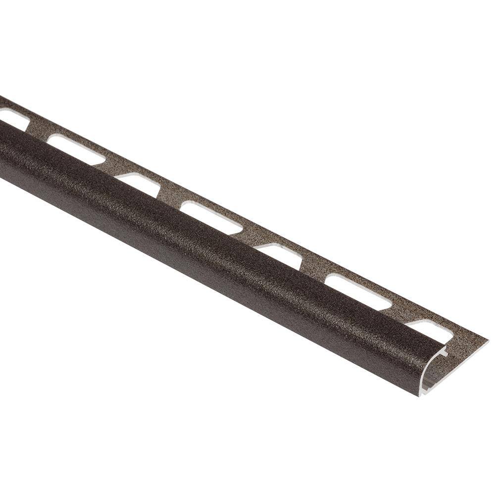 Schluter Rondec Dark Anthracite 38 in. x 8 ft. 2-12 in. Color-Coated Aluminum Bullnose Tile Edging Trim RO100TSDA