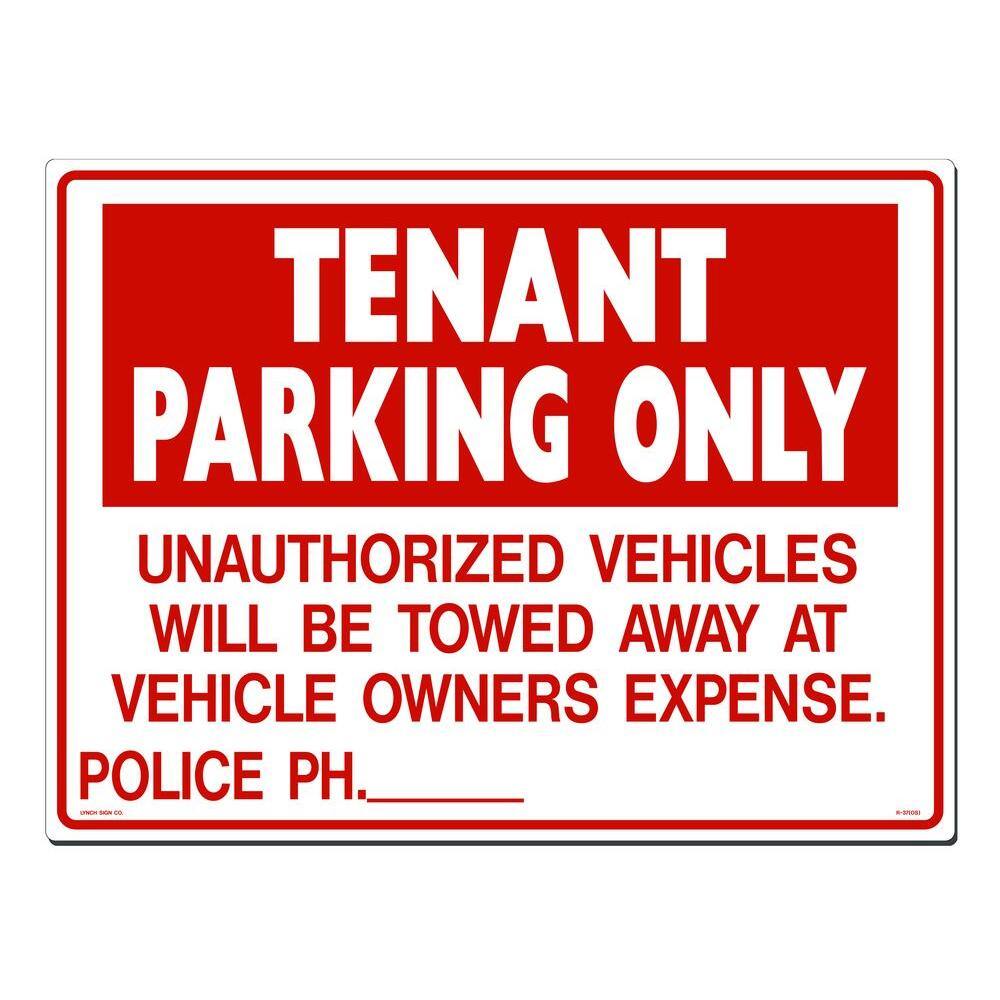 Lynch Sign 24 in. x 18 in. Tenant Parking Sign Printed on More Durable Thicker Longer Lasting Styrene Plastic R- 37(OS)