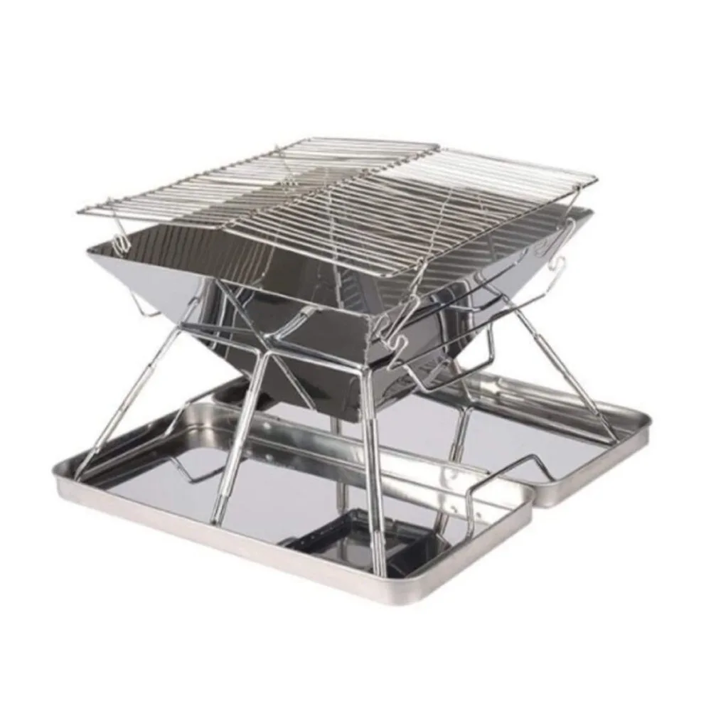 Foldable Fire Rack Outdoor Barbecue Stove Stainless Steel Camping BBQ  Portable Burner Mini Grill