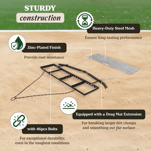 Yard Tuff 6 x27 Spike Drag With Surface Leveling Bar And Drag Mat For Atv utvs