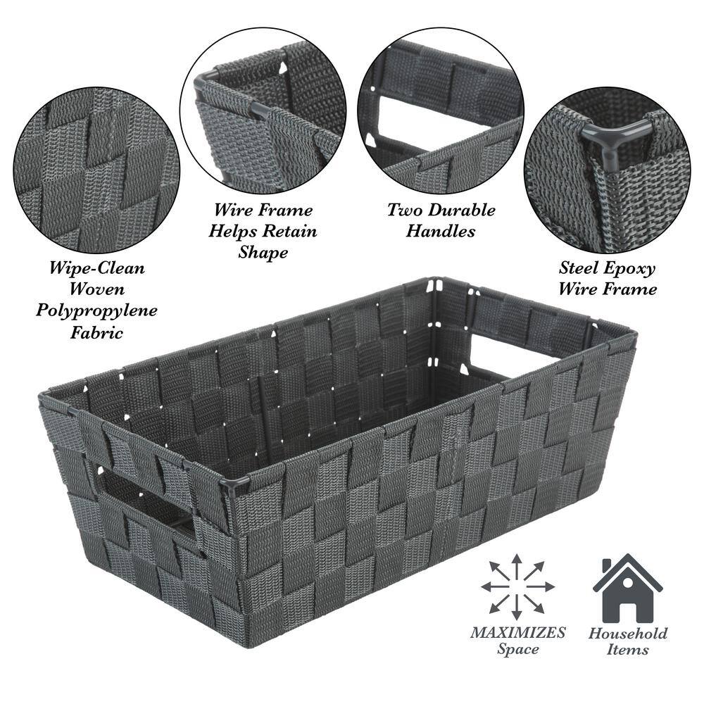 SIMPLIFY 4.72 in. H x 7.68 in. W x 14.57 in. D Gray Fabric Cube Storage Bin 25099-GREY