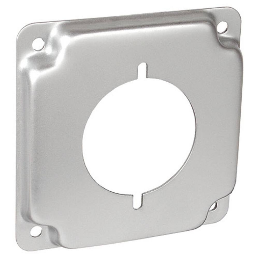 Southwire 4 in. W Steel Metallic 1-Gang Exposed Work Square Cover for 2.141 in. Dia 30 Amp to 50 Amp Round Receptacle (1-Pack) G1944-UPC