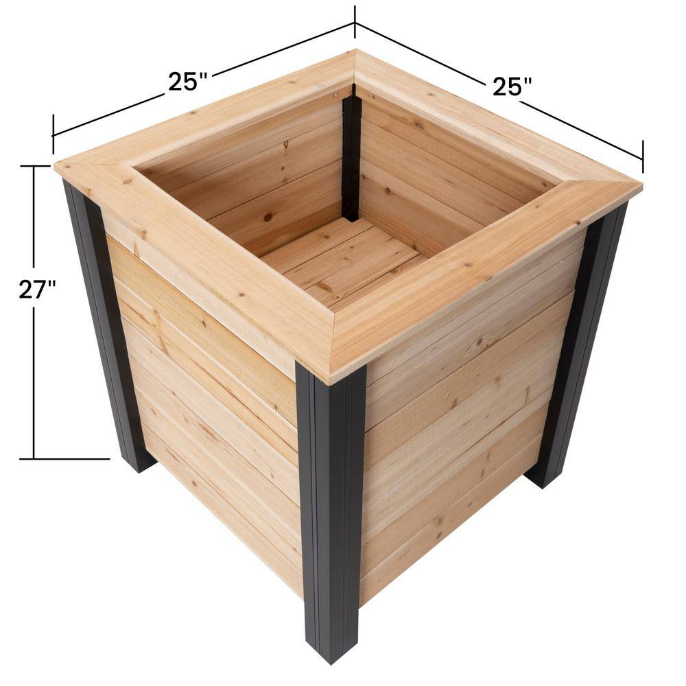 Outdoor Essentials Haven 25 in. x 25 in. x 27 in. Square Cedar Planter Box 508743