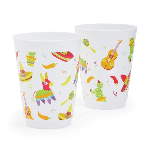 16x Plastic 16 oz Party Cups Fiesta Reusable Tumblers for Kids Boys Girls