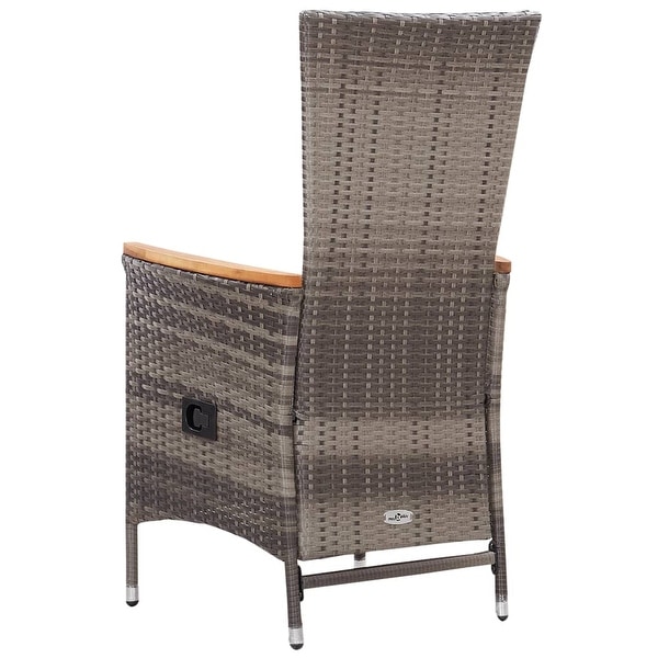 vidaXL Patio Chairs 2 pcs with Cushions Poly Rattan Gray