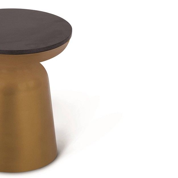 Jovana Round End Table Brass And Granite Steve Silver Co