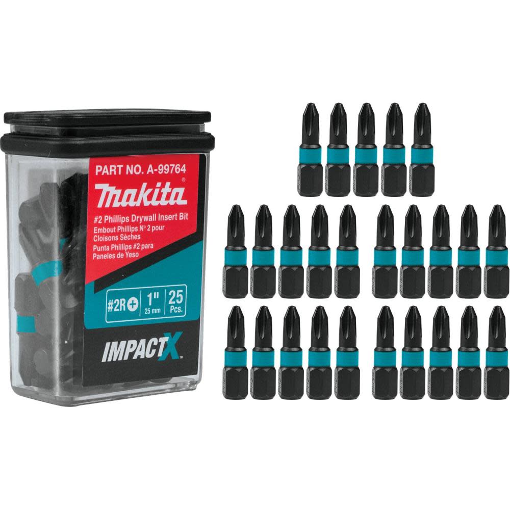 Makita Impact X #2 Phillips Drywall 1 Insert Bit 25/pk A-99764 from Makita