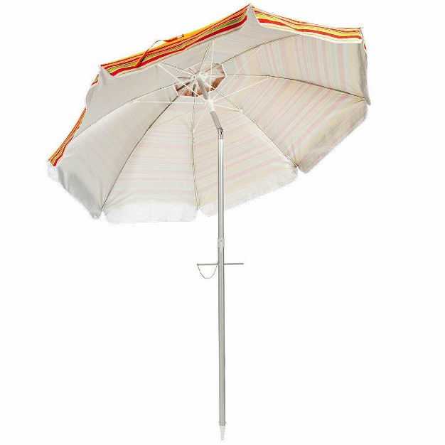 6 5 x27 X 6 5 x27 Portable Sunshade Beach Umbrellas With Tilt Aluminum Pole And Carrying Bag Orange Wellfor