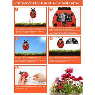 3-in-1 Soil Tester Kit with Plant Moisture Light and pH Tester (No Batteries Required) Colorful Ladybug Shape B08ZCQPBF2