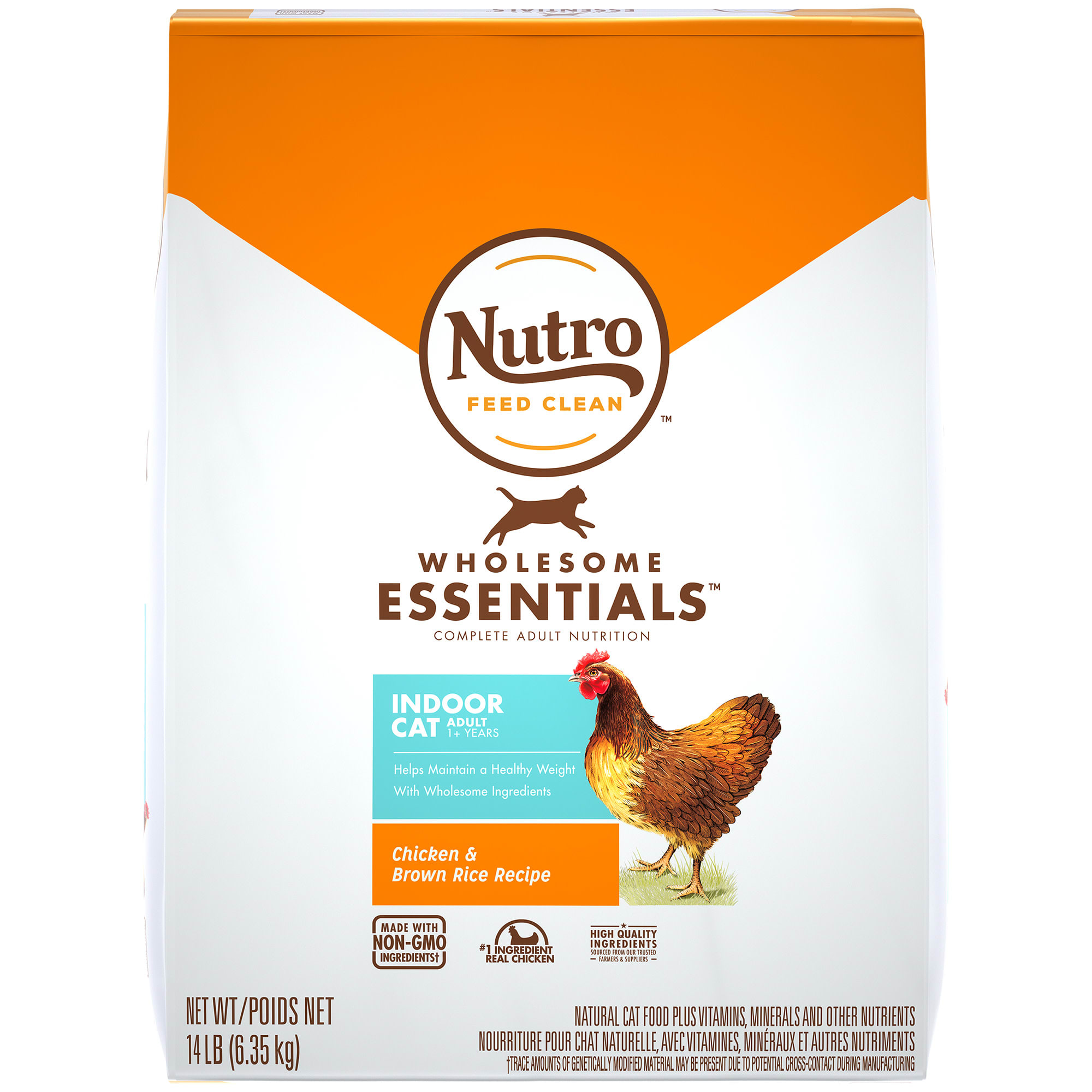 Nutro Wholesome Essentials Adult Indoor for Healthy Weight Farm-Raised Chicken  Brown Rice Recipe Natural Dry Cat Food， 14 lbs.