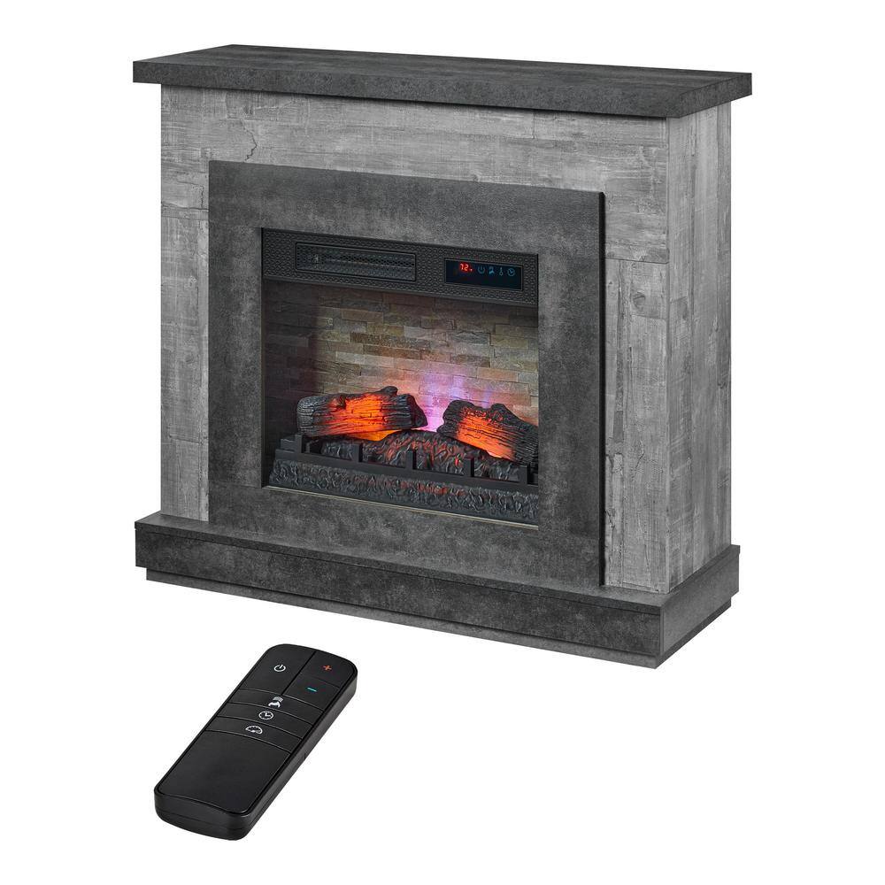 StyleWell Wildercliff 45 in. W Electric Fireplace Wall Mantel in Driftwood 148998