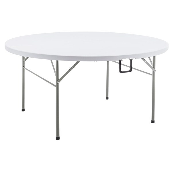 White 5 Ft 60inch Round Plastic Folding Table For Dining Wedding Party Events Kitchen