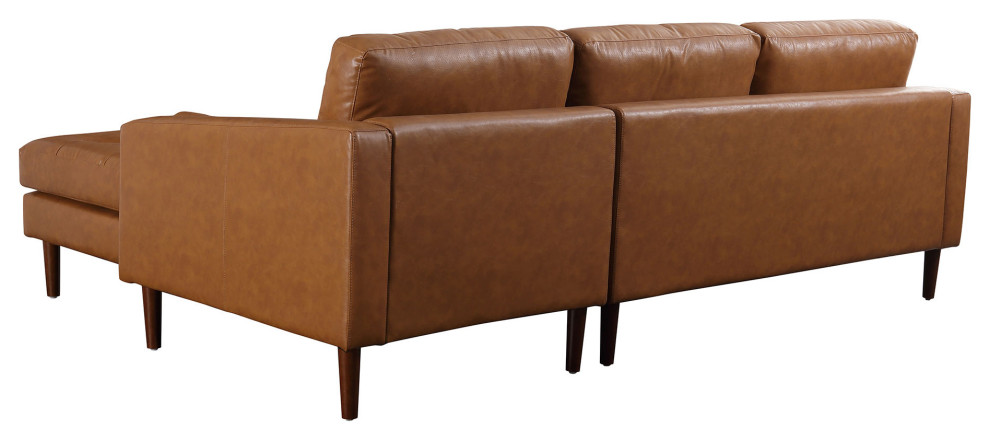 Frederick Modern Contemporary Leather Sofa with Chaise   Midcentury   Sectional Sofas   by Crafters and Weavers  Houzz