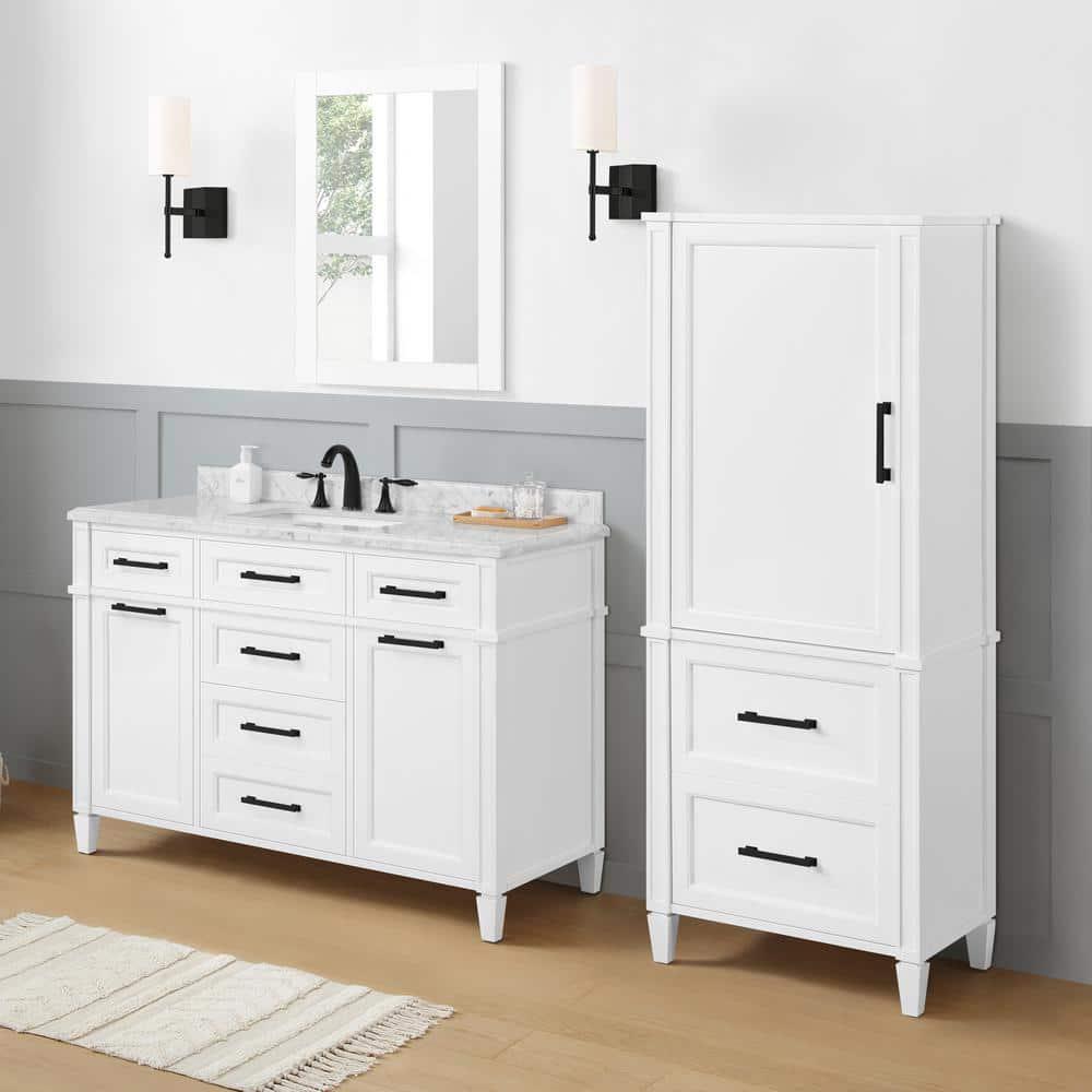 Home Decorators Collection Caville 24 in W x 16 in D x 60 in H White Linen Cabinet