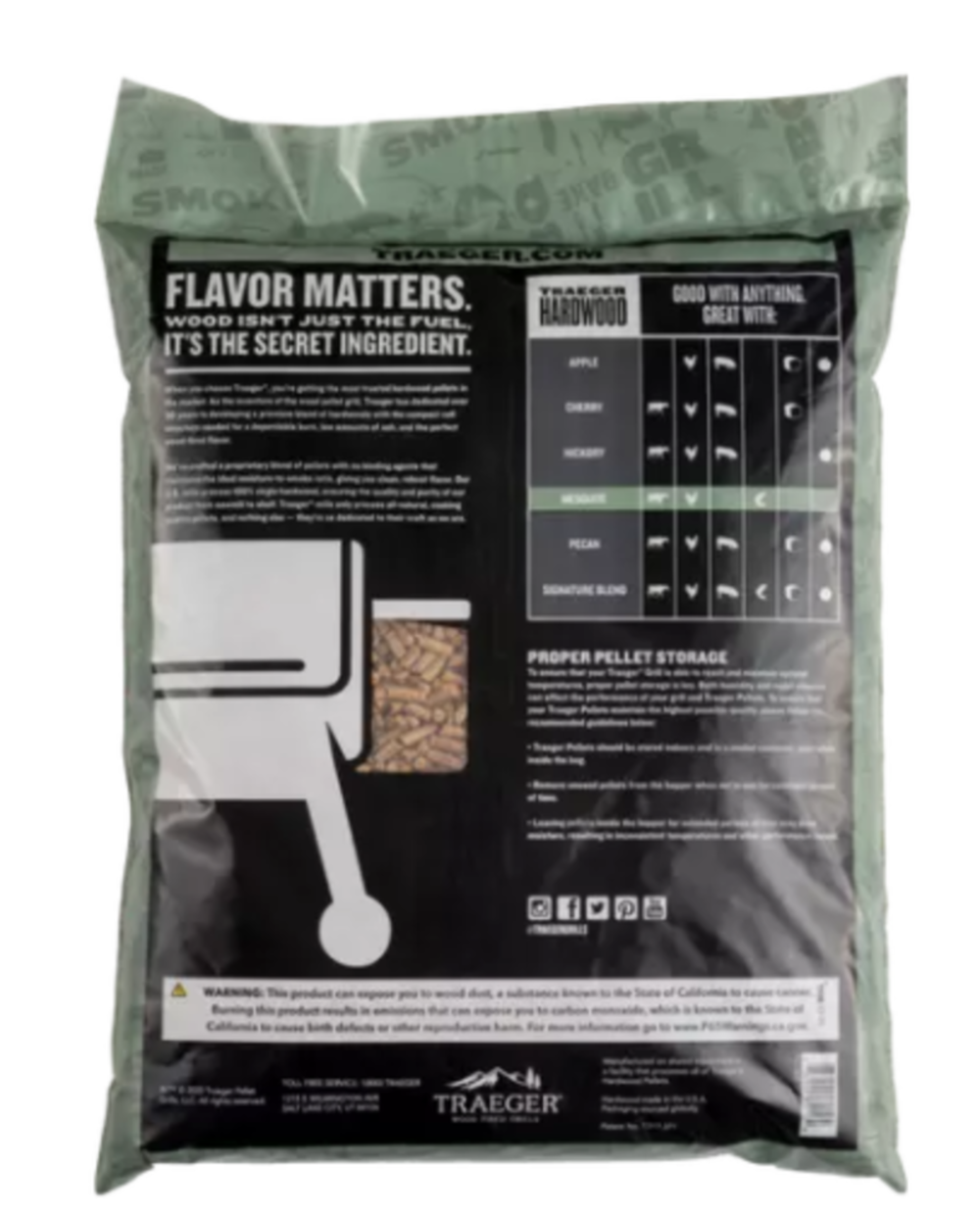 Traeger Mesquite BBQ Wood Pellets 20lb Bag ;