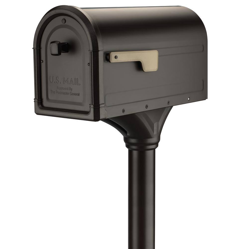 Architectural Mailboxes Roxbury Rubbed Bronze Large Steel Post Mount Mailbox and Premium Steel Post Combo 7980RZ