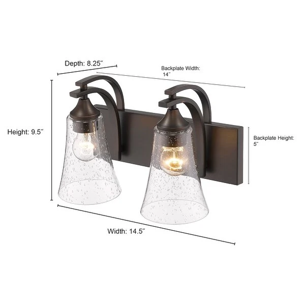 Millennium Lighting Natalie 2 Light Bathroom Vanity Fixture with Clear Seeded Glass Shades