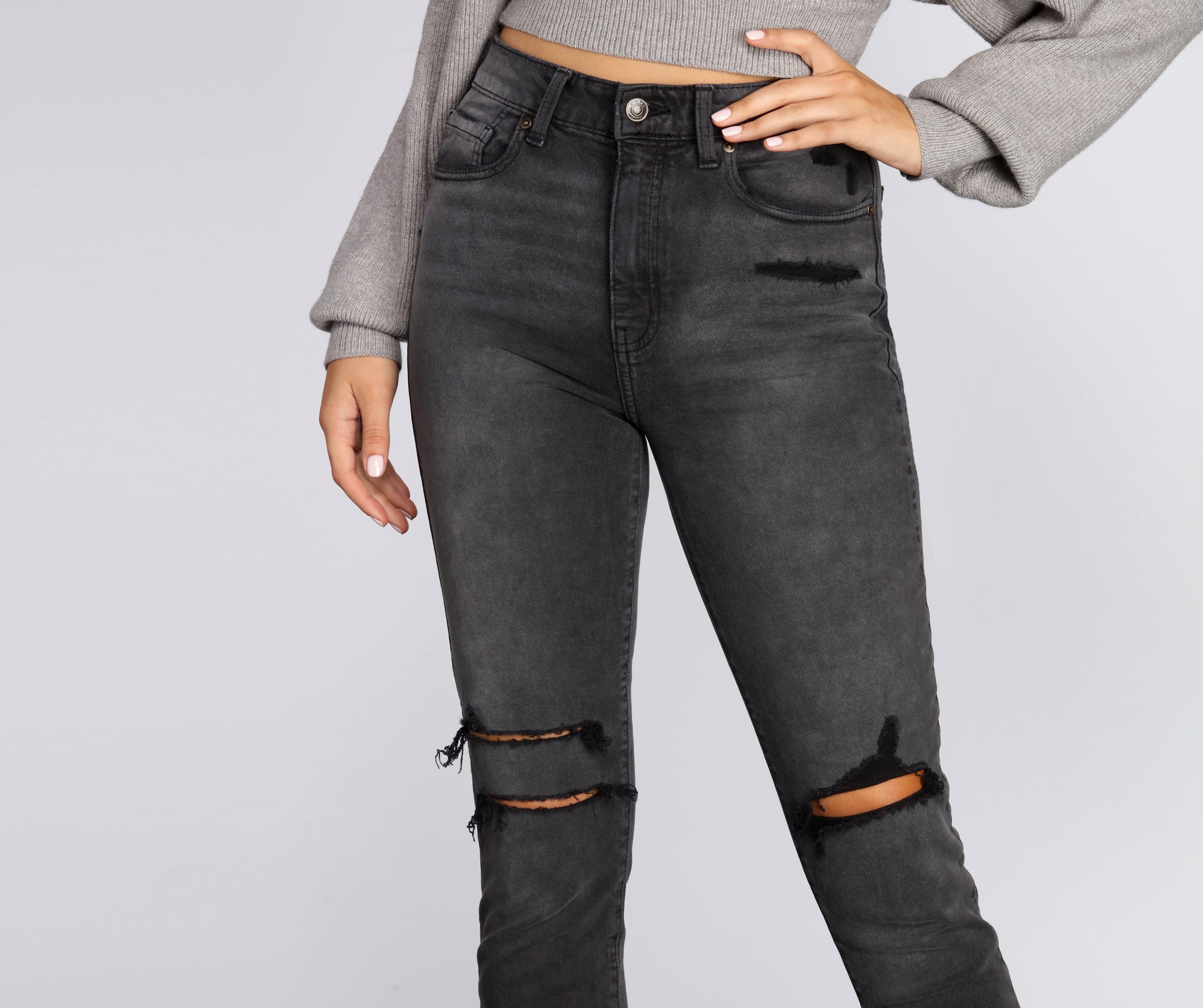 Tobi Super High Rise Distressed Jeans