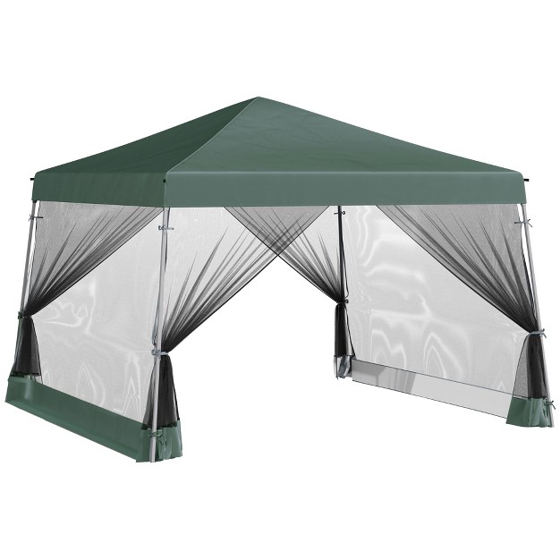 Outsunny 12 x27 X 12 x27 Pop Up Canopy Foldable Canopy Tent With Carrying Bag Mesh Sidewalls And 3 level Adjustable Height For Outdoor Garden Patio Party