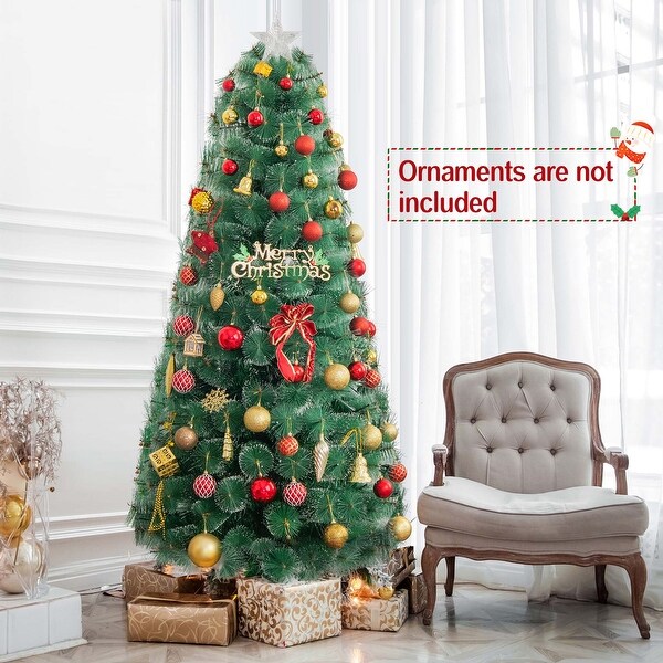 Costway 5FT/6FT/7FT PreLit Fiber Optic Christmas Tree Xmas Decor with