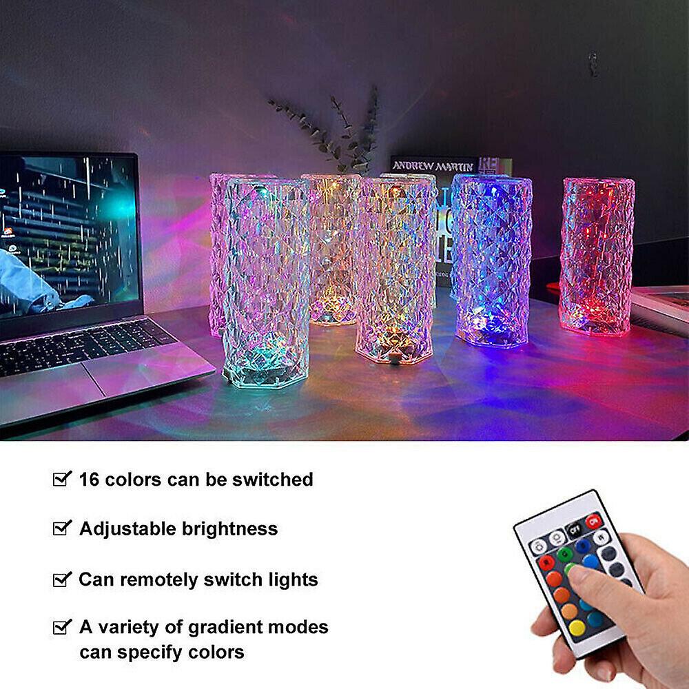 Usb Rechargeable Touch Table Lamp Room Decor Diamond Crystal Bedside Night Light W12645632