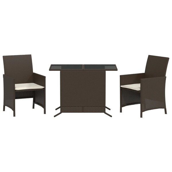 vidaXL 3 Piece Bistro Set with Cushions Poly Rattan