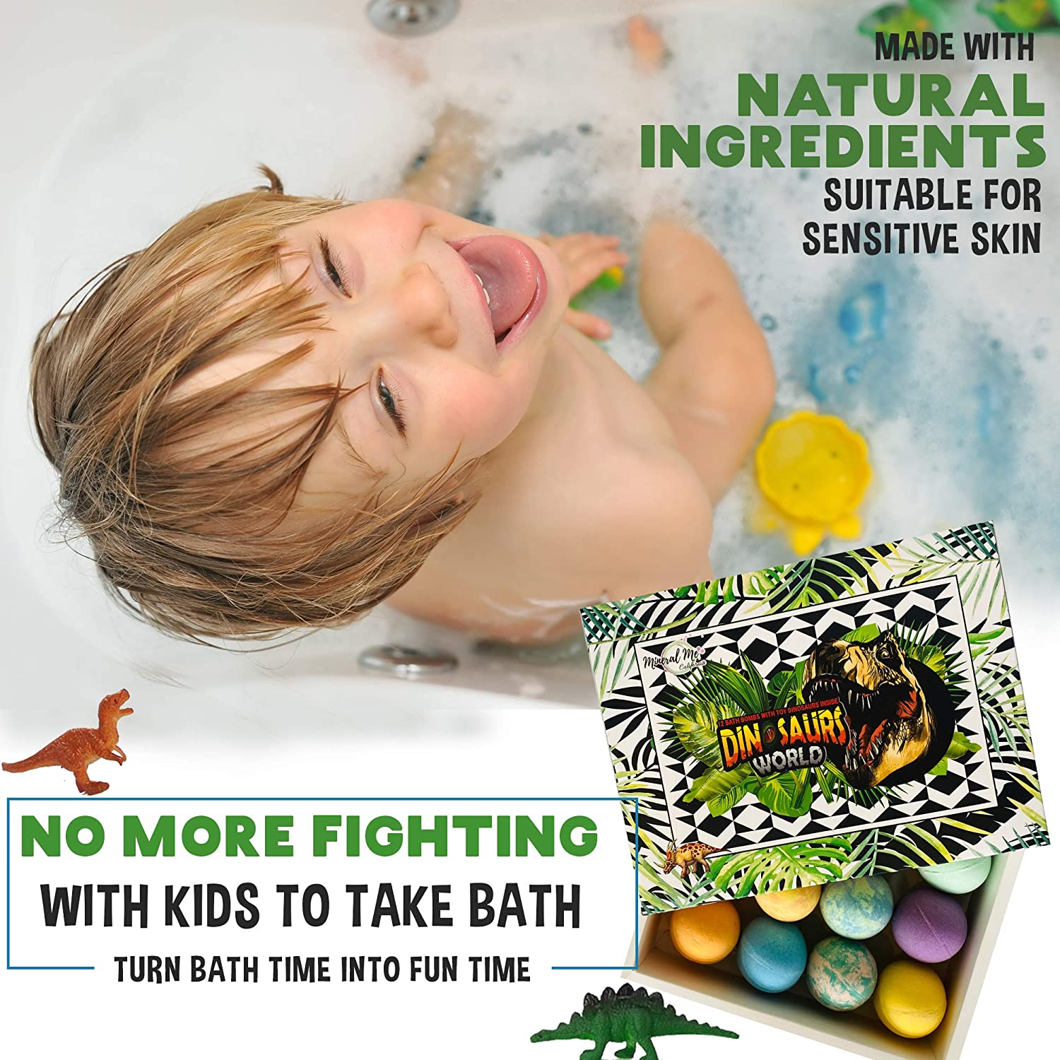 Bath Bombs for Kids with Toys Inside - Set Bath Dinosaur