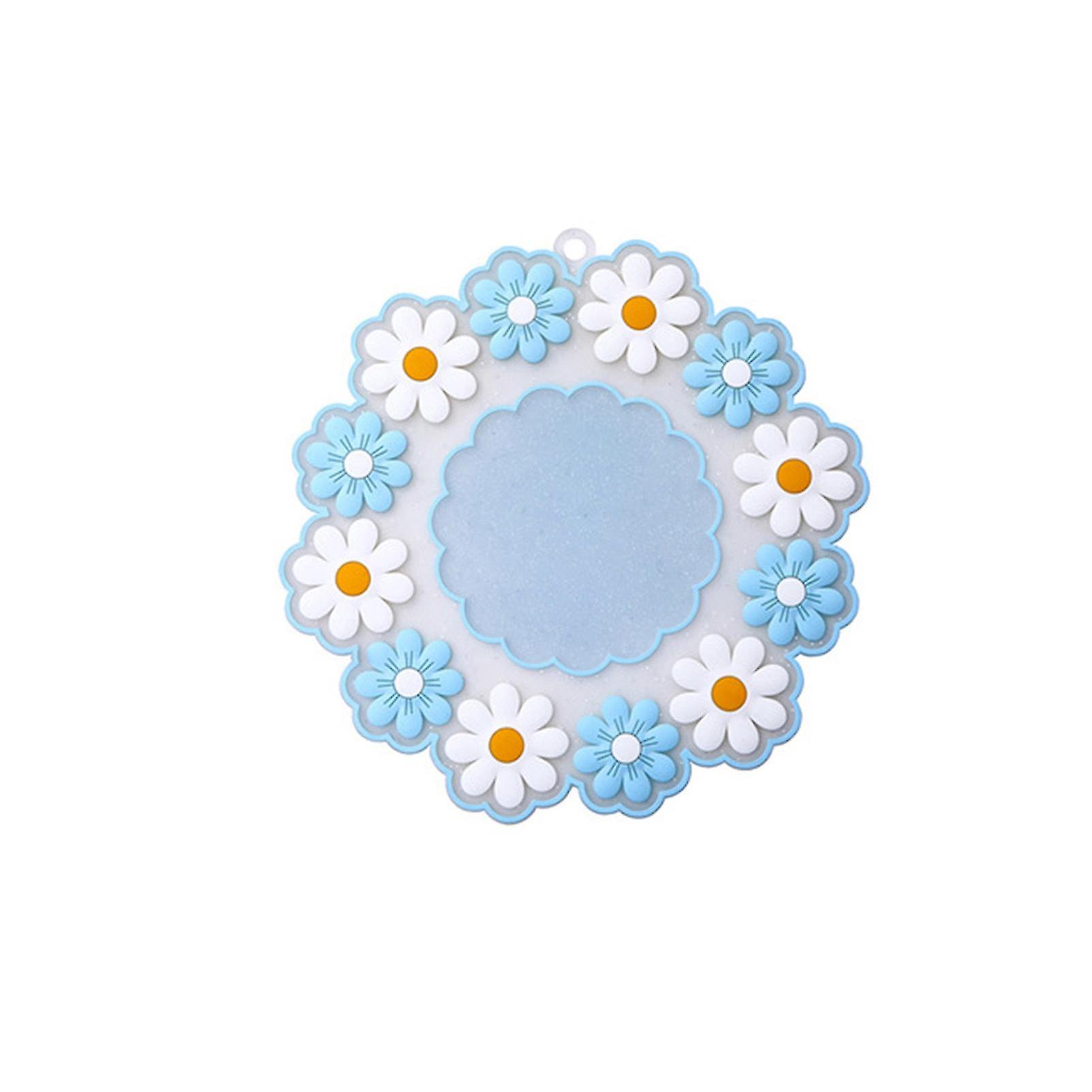 Heat Insulation Cup Mat Waterproof Grease Proofing Silica Gel Blue Daisy Heat Insulation Cup Pad for Kitchen S