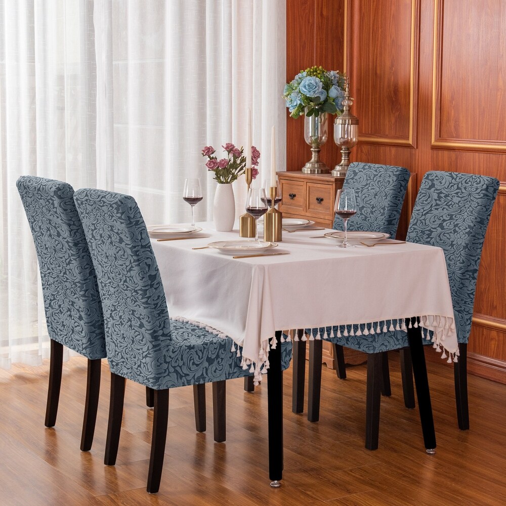 Subrtex Set of 2 Stretch Dining Chair Cover Jacquard Damask Slipcovers