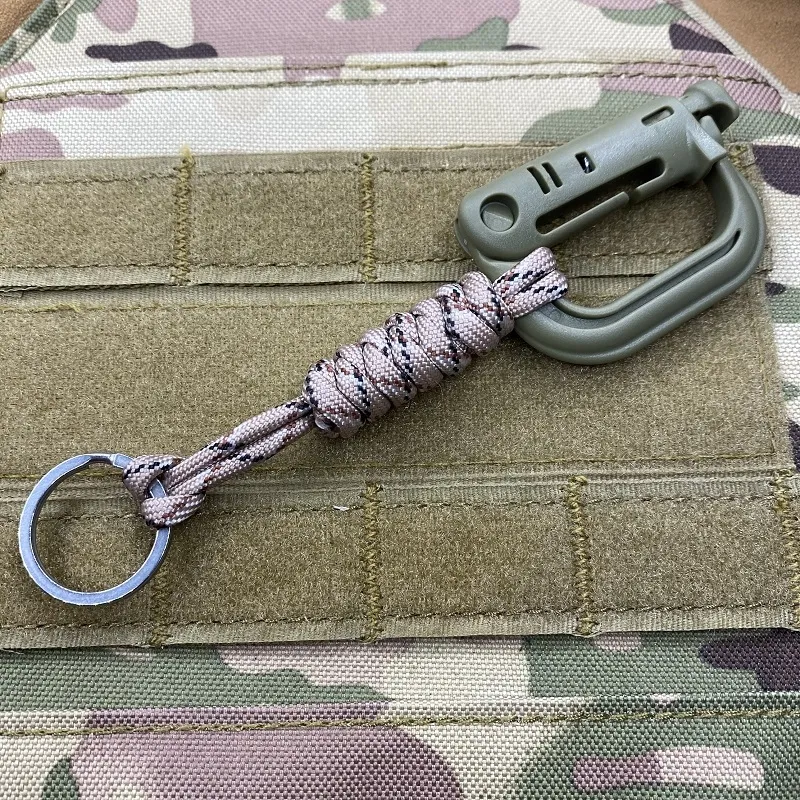 Custom Handmade EDC Tool Weave Outdoor Survival 550 Nylon Paracord Keyring Carabiner