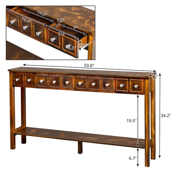 Entryway Long Console Table with Different Size Drawers and Shelf