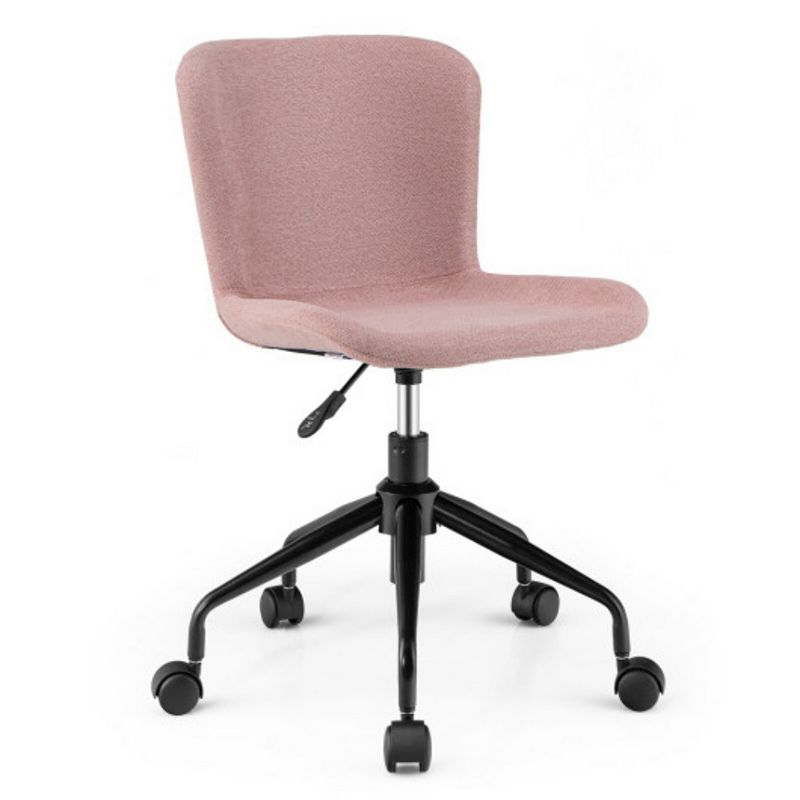 Mid Back Armless Office Chair Adjustable Swivel Linen Task Chair