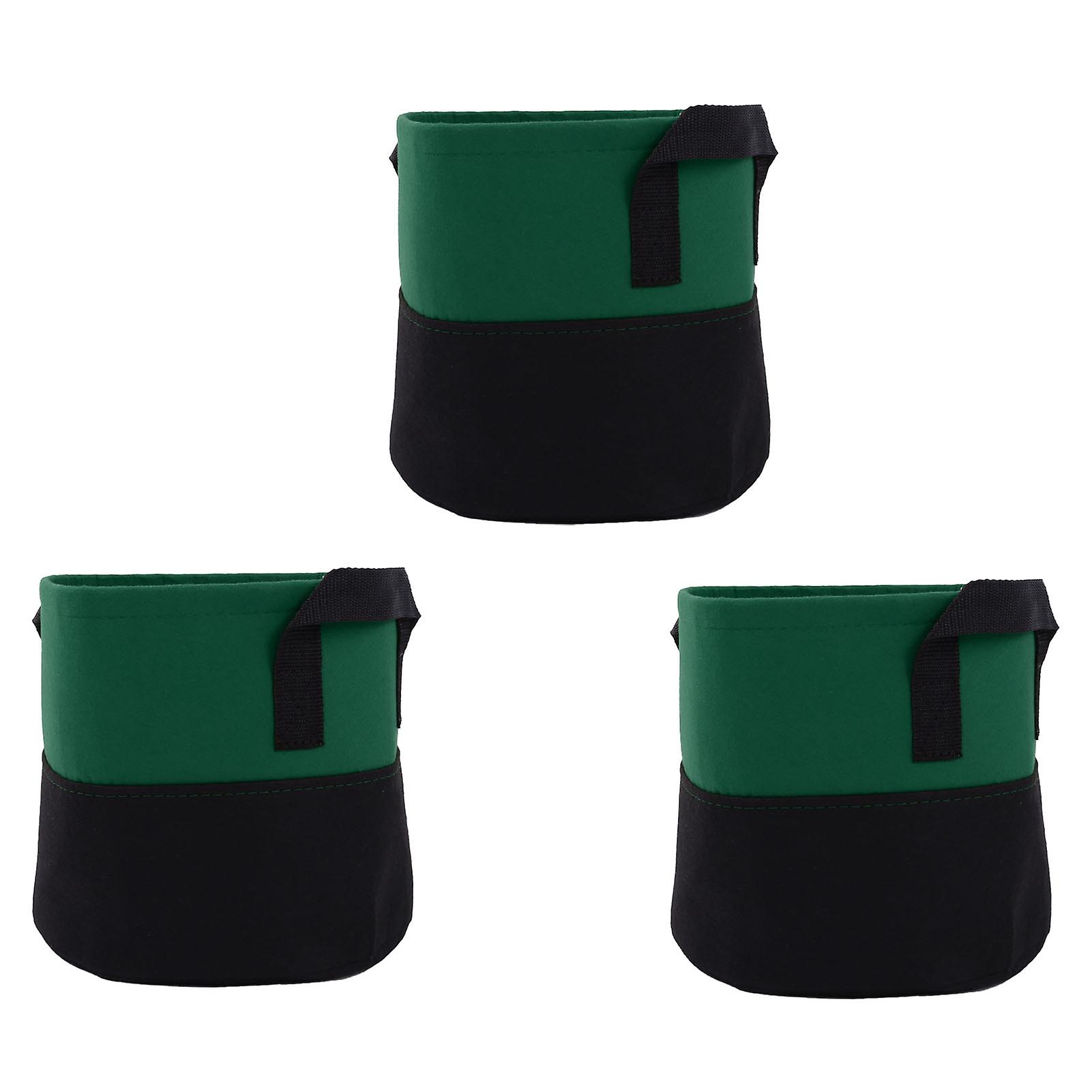 3pcs Non Woven Fabric Plant Bag Double Color 3 Gallon Plant Growth Bag For Gardening Outdoorgrass Green And Black With Handle