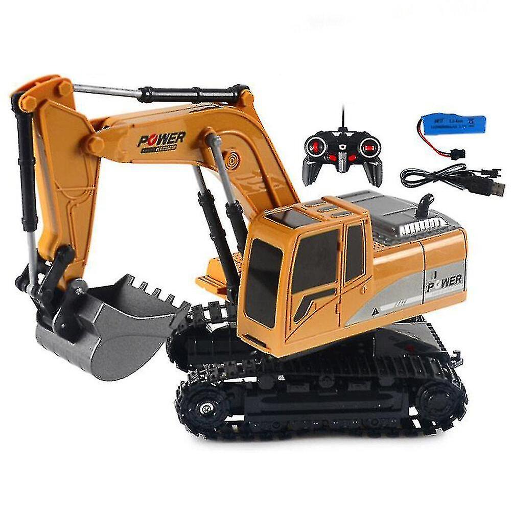 2.4g 6 Channel 1/24 Rc Excavator Toy Engineering Car Alloy And Plastic Rtr For Kids With Light