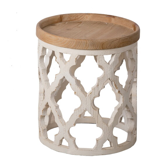 23 Large Distressed White Side Table