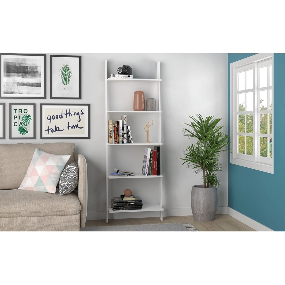 Cooper 5 Shelf Floating Ladder Bookcase by Manhattan Comfort