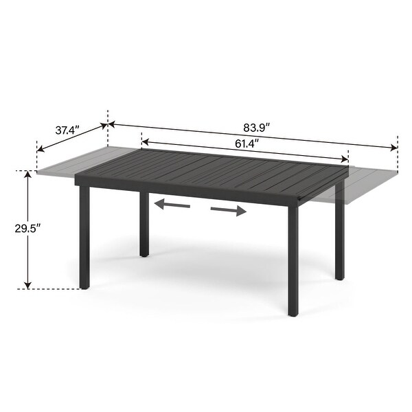 7/9Piece Patio Dining Set，1X Expandable Table，6/8 Folding Textilene Chairs