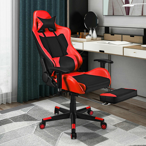 Costway 74285631 PU Leather Gaming Chair with USB ...