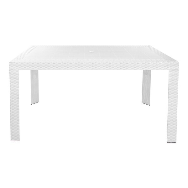 LeisureMod Mace Outdoor Rectangle Dining Table With Umbrella Hole