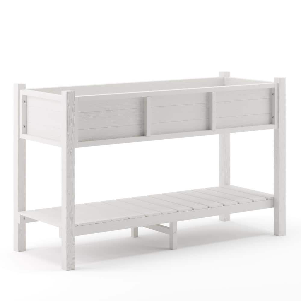 LUE BONA Raised Garden Bed， Elevated Wood Planter Box Stand for Backyard， Patio， Balcony-White DPTHD23002-1