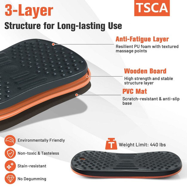 Costway Anti Fatigue Wobble Balance Board Mat W Massage Points For Standing Desk Workout