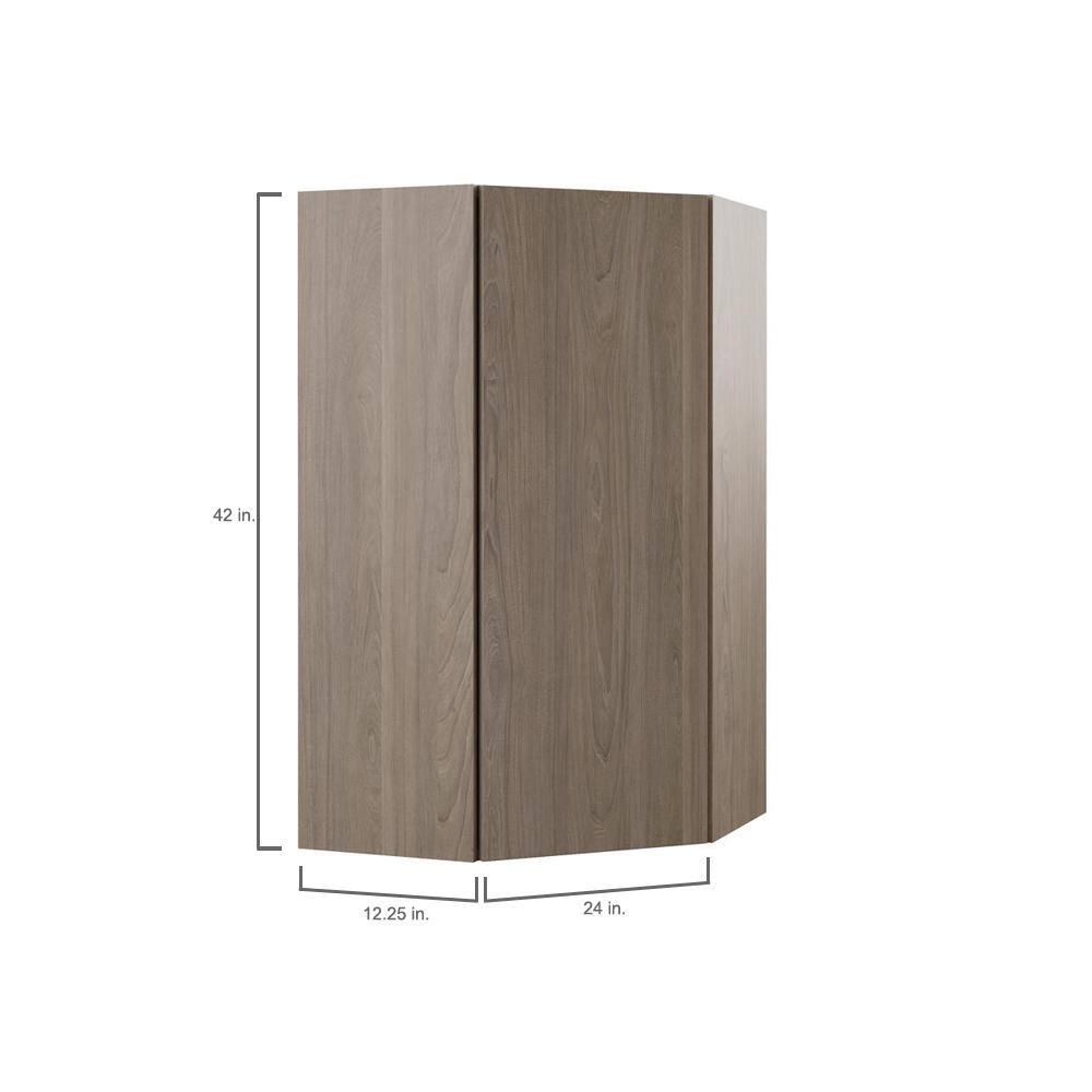 Hampton Bay Designer Series Edgeley Assembled 24x42x12.25 in. Diagonal Wall Kitchen Cabinet in Driftwood WC2442-EDDW