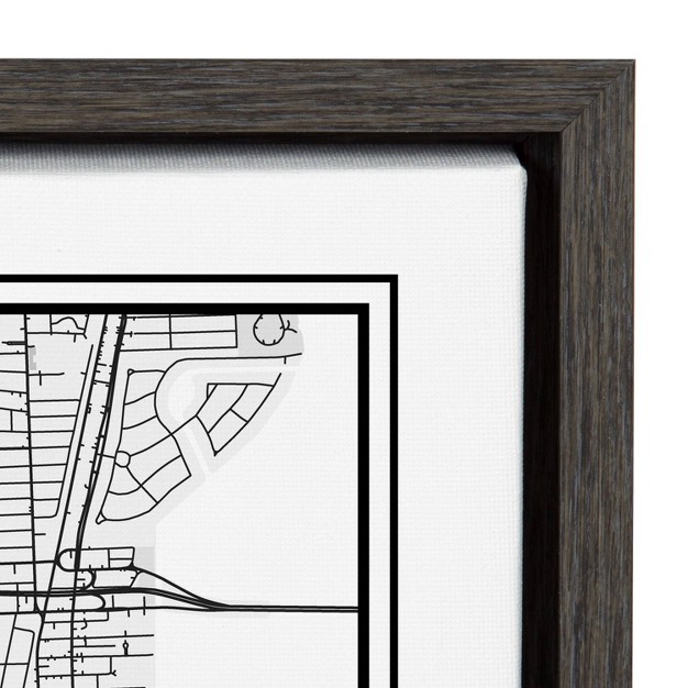 X 24 quot Sylvie Miami Modern Map By Jake Goossen Framed Wall Canvas Gray Kate amp Laurel All Things Decor