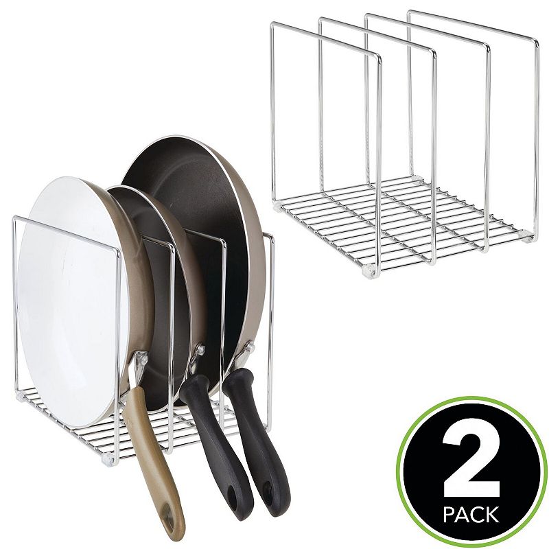 mDesign Steel Storage Tray Organizer Rack for Kitchen Cabinet - 2 Pack