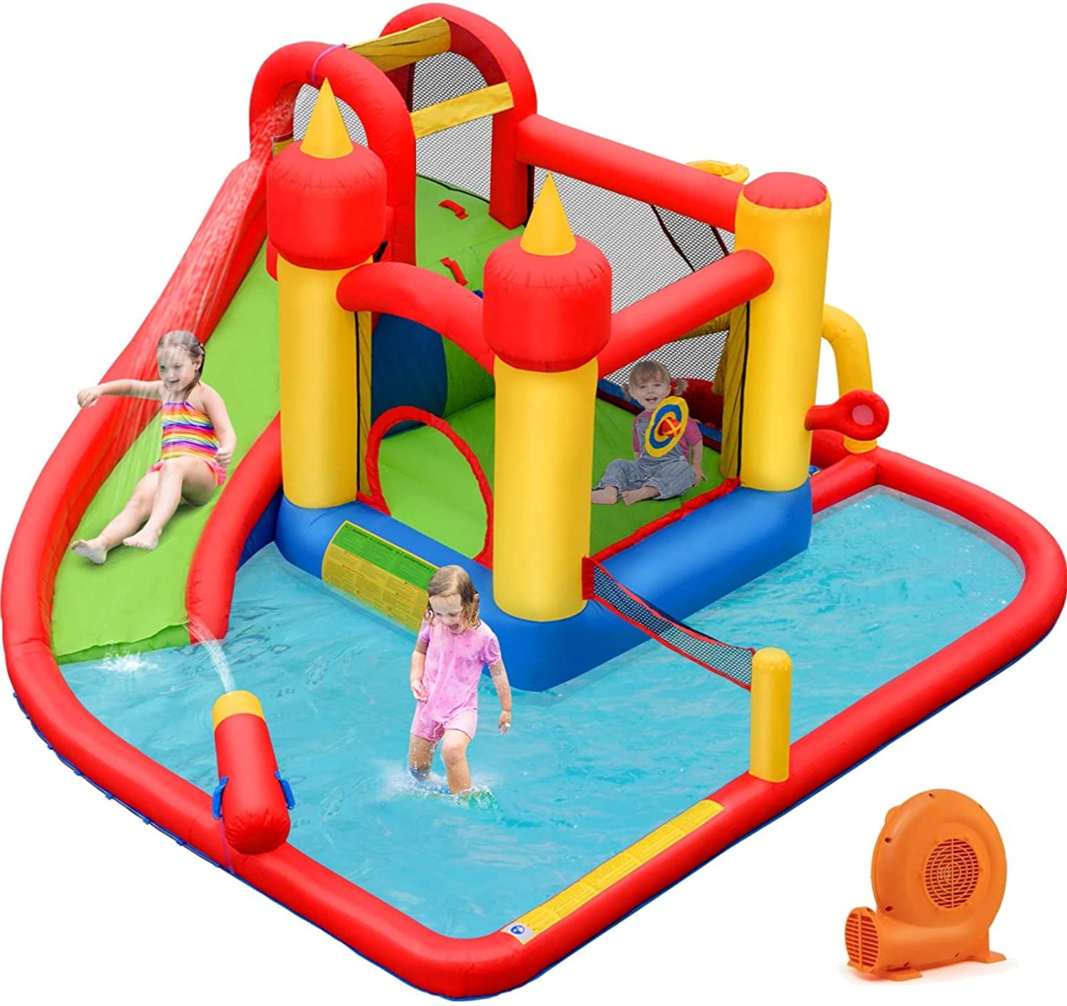 Inflatable Bounce House, Mighty 7 in 1 Water Slide Park