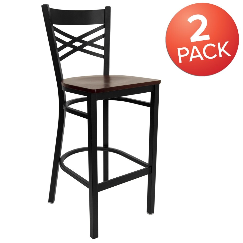 2 Pack ''X'' Back Metal Restaurant Barstool   17\