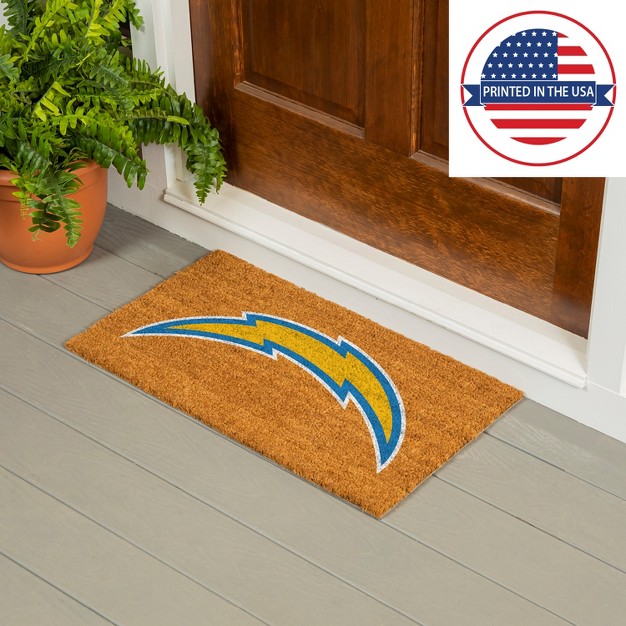 Evergreennfllos Angeles Chargers Logo Natural Coir 28 X 16 Inches Indoor Outdoor Doormat