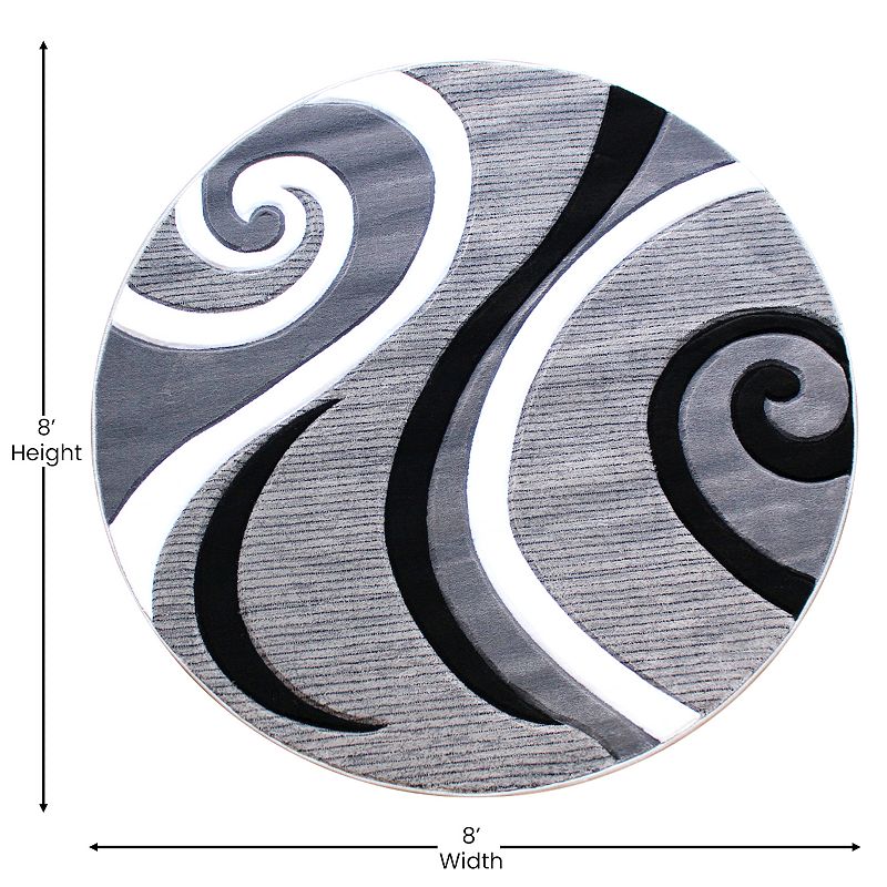 Masada Rugs Masada Rugs Sophia Collection 8'x8' Round Modern Contemporary Hand Sculpted Area Rug in Gray