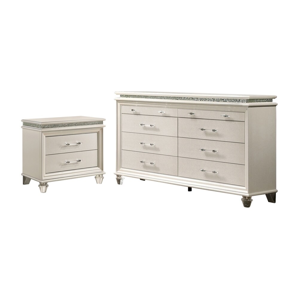 Xian Transitional White 2 piece Nightstand and Dresser Set by Furniture of America