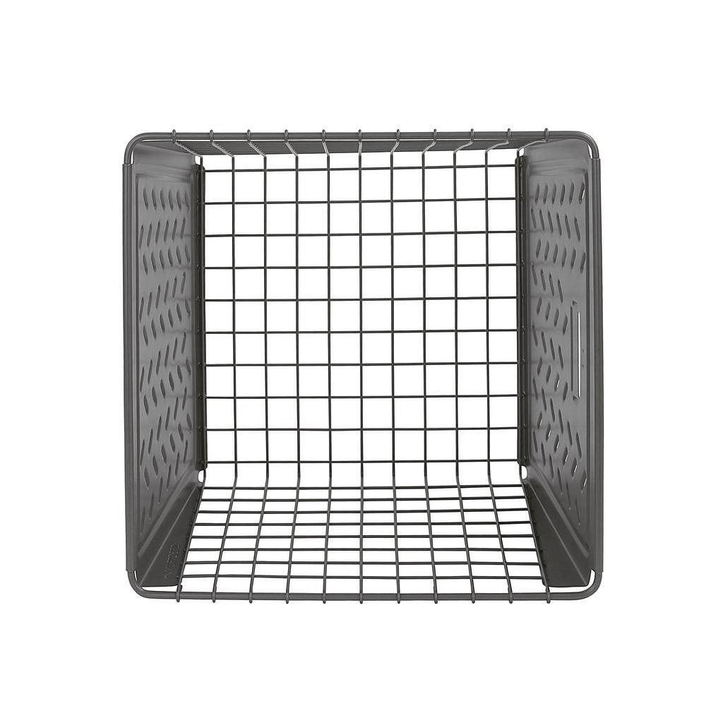 Spectrum 9 in. H x 12 in. W x 12.5 in. D Dark Gray Steel Cube Storage Bin 84076